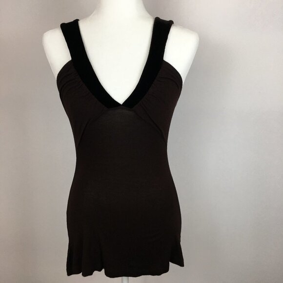 Rebecca Beeson Tank Top Chocolate Brown V-Neck - Picture 1 of 7